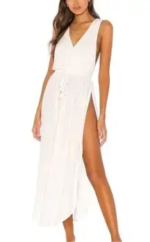 L Space Kenzie Magic Hour Cover Up Dress Cream Metallic Side Slits New Small