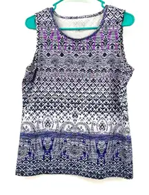 Athleta Size Large Tank Purple‎ Paisley Sleeveless Yoga Gym Exercise Athleisure