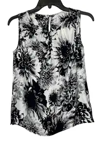 Talbots Petites‎ Tank Top Size 2P Black White Pattern Polyester Womens