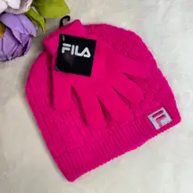 NWT Fila Hot Pink Knit Hat and Gloves