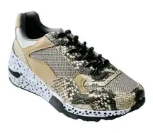 Steve‎ Madden Bena Snake Print Collage Wedge Leather Sneakers Women Size 8.5