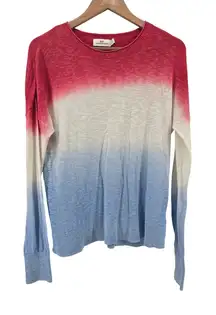 Vineyard Vines Ombre Dip Dye Linen Blend Sweater Womens Small Red White Blue