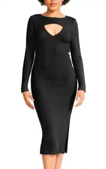 BB Dakota Black Love Shrug Ribbed Long Sleeve Bodycon Dress Size Small