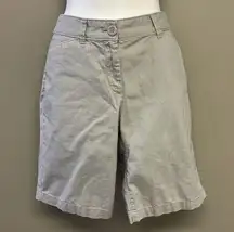 Loft Ann Taylor  Light Grey Bermuda Cotton Shorts- Size 8 Curvy