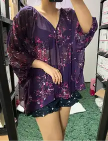 floral chiffon sheer tunic blouse boho