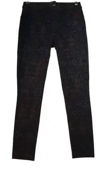 Sanctuary Floral Jacquard Skinny Ankle Pants Black Blue Orange Floral  Small