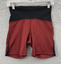 Lululemon Train Times Shorts High‎ Rise 6" Maroon Black Athletic Biker Women's 6
