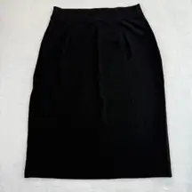 Eileen Fisher Petite Black Midi Skirt Stretch Knit Made‎ in USA PS