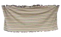 BP Plus Size 3X Crop Top Elastic Ruffle‎ Trim Striped Purple Green Tan 1504