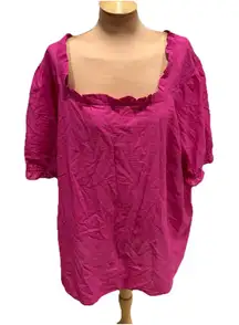 Talbots Pink Floral Embroidered Blouse Square Neck Top Milkmaid Peasant