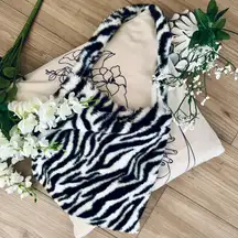 Fuzzy Zebra Shoulder Bag
