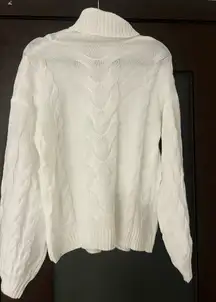 Cozy White Cable Knit Turtleneck Sweater