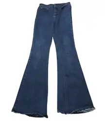 Tinsel High Rise Flared Denim Blue Jeans Wide Leg Boho Hippie Retro Size 28