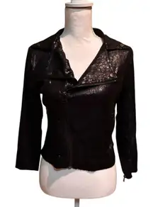 Urban Behavior Sequin Moto Jacket Women M Black Zip Up Edgy Party