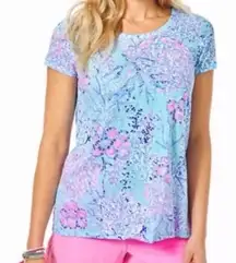 Lilly Pulitzer Top XS New NWT Etta V Neck Blue Ibiza Now You Sea Me 100% Cotton
