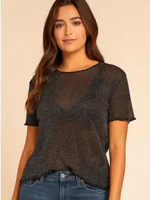 SEEK The Label Sheer Shimmer Sparkly Crop Top Small Black NYE Festival Glam