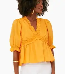 Hyacinth House Canary Ruffle Rela Blouse Puff Sleeve Tangerine Orange Tuckernuck