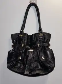 B. Makowsky Black Leather Shoulder Bag