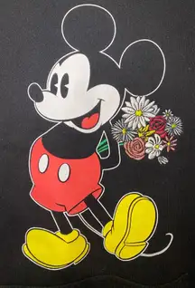 Disney Mickey Mouse Black Embroidered Pullover Women's Hoodie Size LG Sku A5