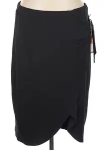 Dex Tulip Hem Elegant Black Wrap Midi Skirt Plus Size 1X NWT Chic Stretchy