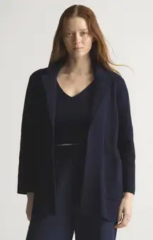 Quince Navy 100% Organic Cotton Knit Blazer - Size - Medium