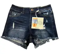 NWT Wax Jeans Women Blue Denim Cotton Mid Rise Jean Short Size Small