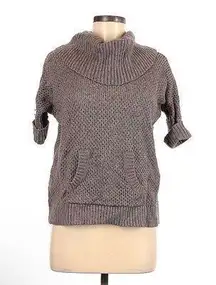 Taupe Knitted Mock Neck Pullover Lambswool Angora Sweater One Size