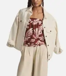 By  Brown Strapless Smocked Pink Floral Printed Tube Top Medium M