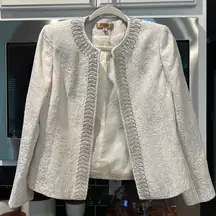 KASPER Embroidered Beaded Jacquard Jacket Blazer Size 6P