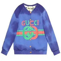 Gucci  Oversized Logo Button Up Sweatshirt