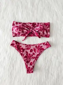 NWOT Floral Bandeau Bikini Set