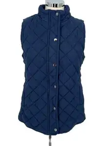 Market & Spruce Diamond Quilted Vest Navy Blue Size Medium NWT