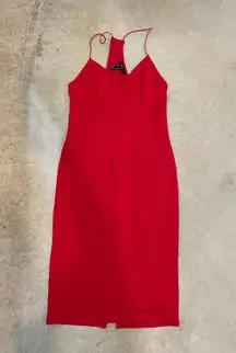 Red Spaghetti Strap Body Con Dress