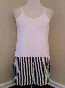 NEW  Kling Sleeveless Nautical Tank with Stripes & Anchor Buttons Size S