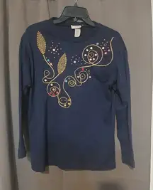 Vintage Bejeweled‎ Beaded Top Navy Small by Barclay Originals of Miami Sweater