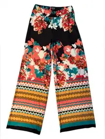 ECI Floral and‎ Striped Wide-Leg Pants - Black, Red, Orange, Green