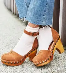 Jeffrey Campbell X Free People Daub Clogs Suede
Leather Wood Heels