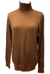 H&M Women's Merino Wool Brown Turtleneck Sweater Size M Long Sleeve Soft‎ Knit