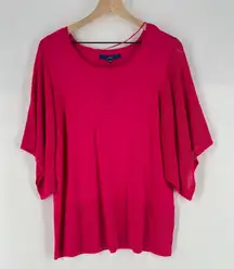 APT. 9 Perforated Mesh Wide Short Sleeve Dolman‎ Knit Sweater Pink XXL