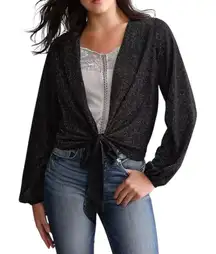 Daytrip from Buckle Black Metallic Front Tie Top Women’s Size S Shimmer