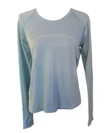 Lululemon Size 12 Swiftly Tech Long Sleeve Shirt 2.0 Race Length Blue Sparkly