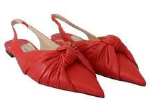 Jimmy Choo Annabell Flat Nap Chilli Leather Flat Shoes/EU39/US9/Red