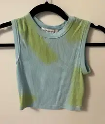 WeWoreWhat Ribbed Top in Light Blue and Lime Green