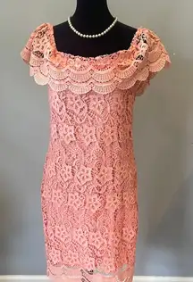 Elegant Peach Lace Dress