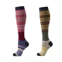 Unisex 15-20 mmHg Compression Socks L/XL Striped Knee High Medical Retro 2 Pack