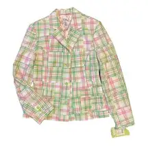 $275 NWT VTG Lilly Pulitzer S Blazer Jacket Patch Madras Plaid Pink Green