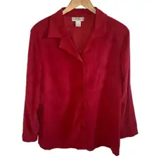 red suede button up long sleeve