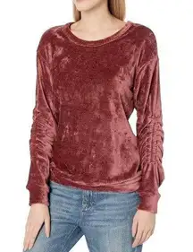 ReCreation Burgundy Ruched Sleeve Chenille Sweater Size Med