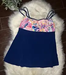 Sonnet Shores floral and Navy blue swim dress sz 20W