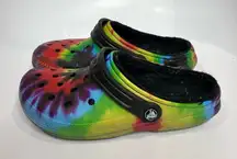 Crocs rainbow tie dye faux fur lined‎ unisex sizing